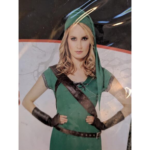 Woodland Huntress Adult Halloween Costume Robin Hood Zelda Size M 8-10 - Picture 2 of 6